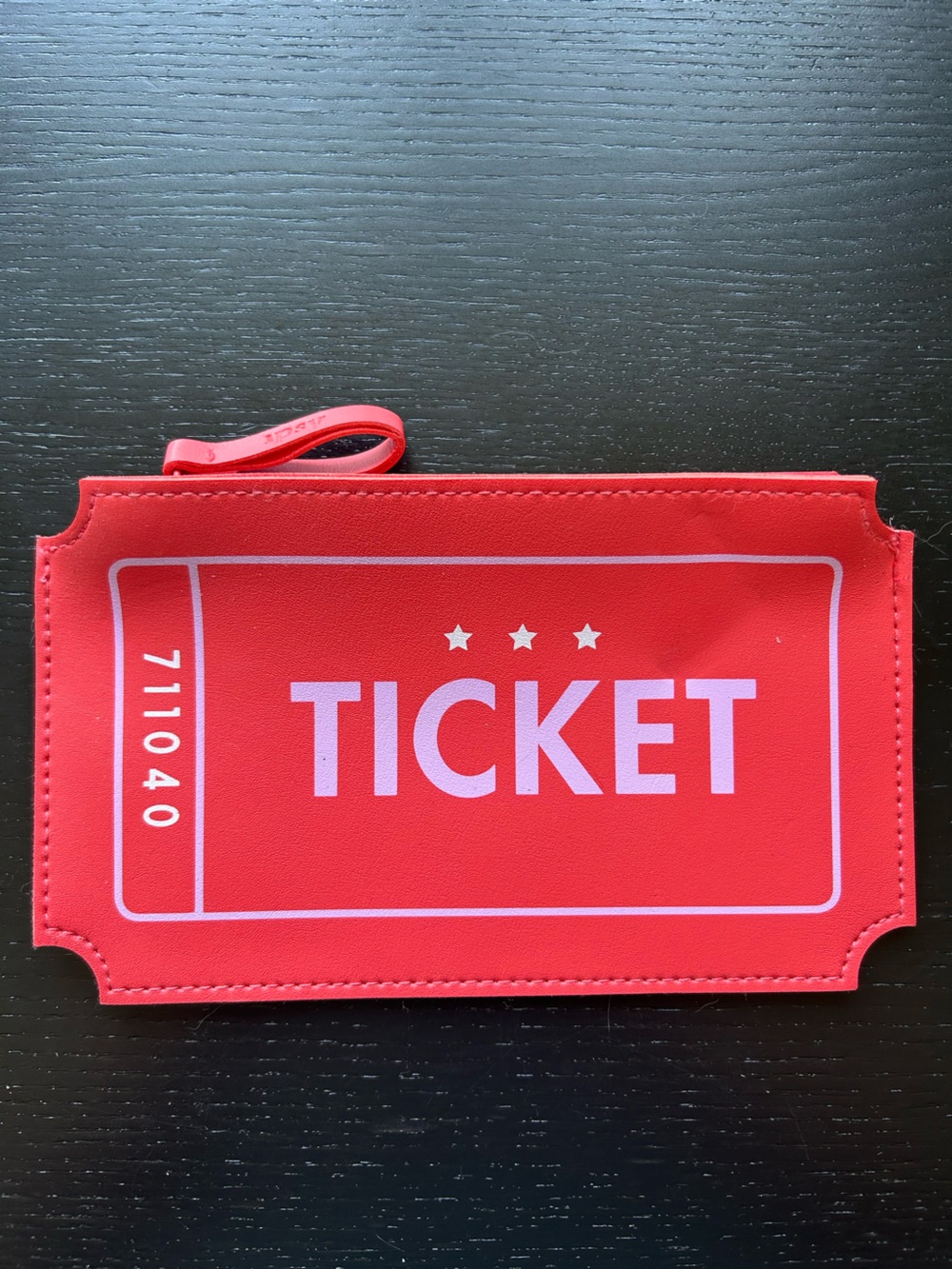 5/$25 Ipsy April 2017 bag. Red 'TICKET' Wristlet Pouch
